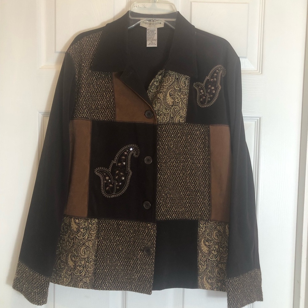 Notations Patchwork Embellished Jacket Size Large… - image 6